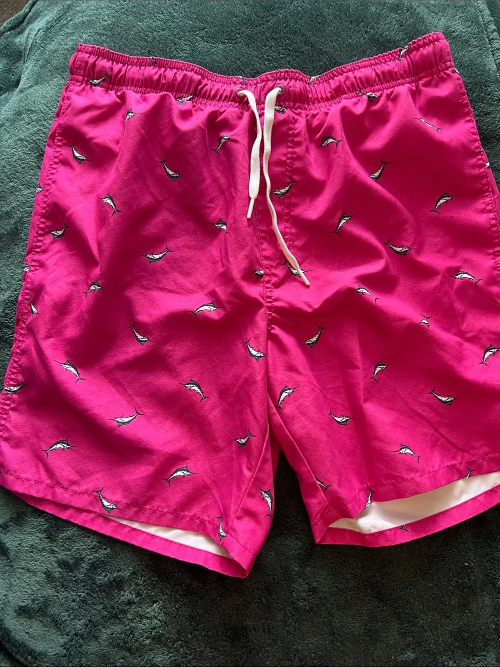Old Navy Hot Pink Marlin-Print Swim Trunks
